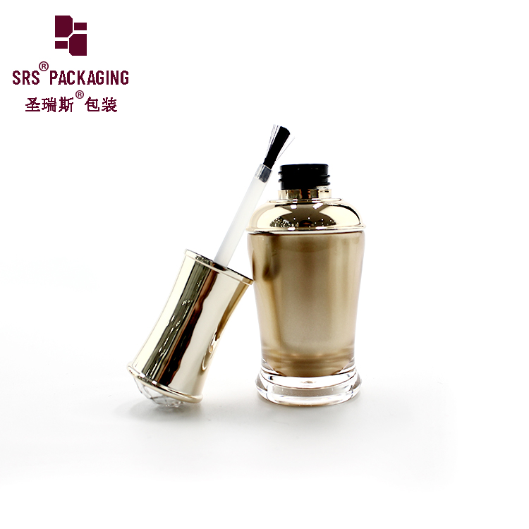 NP009 Luxury acrylic cosmetic packaging nail polish bottle plastic 8ml with brush