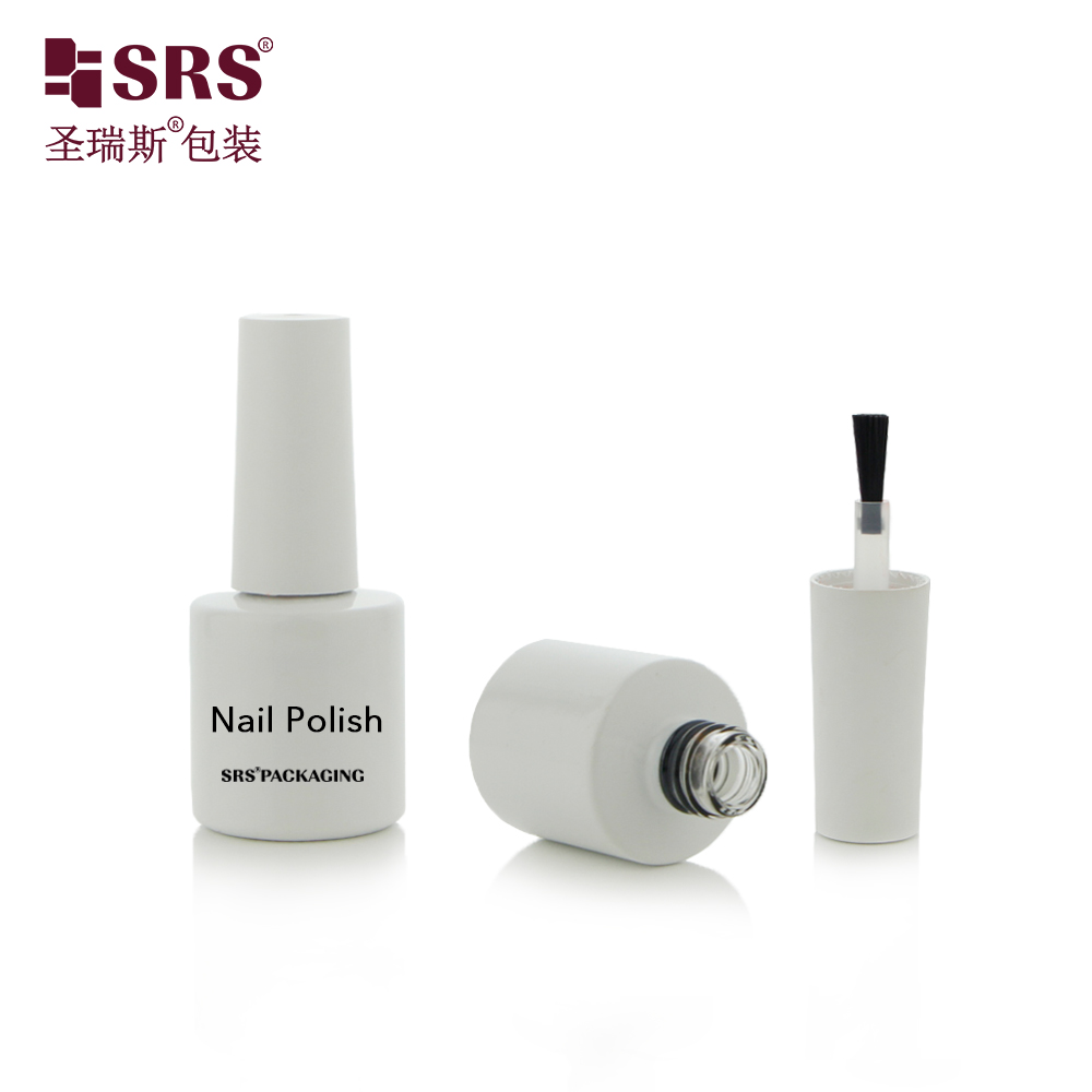 Top sale 2023 wholesale makeup 8ml nail polish bottle round white color vial with brush