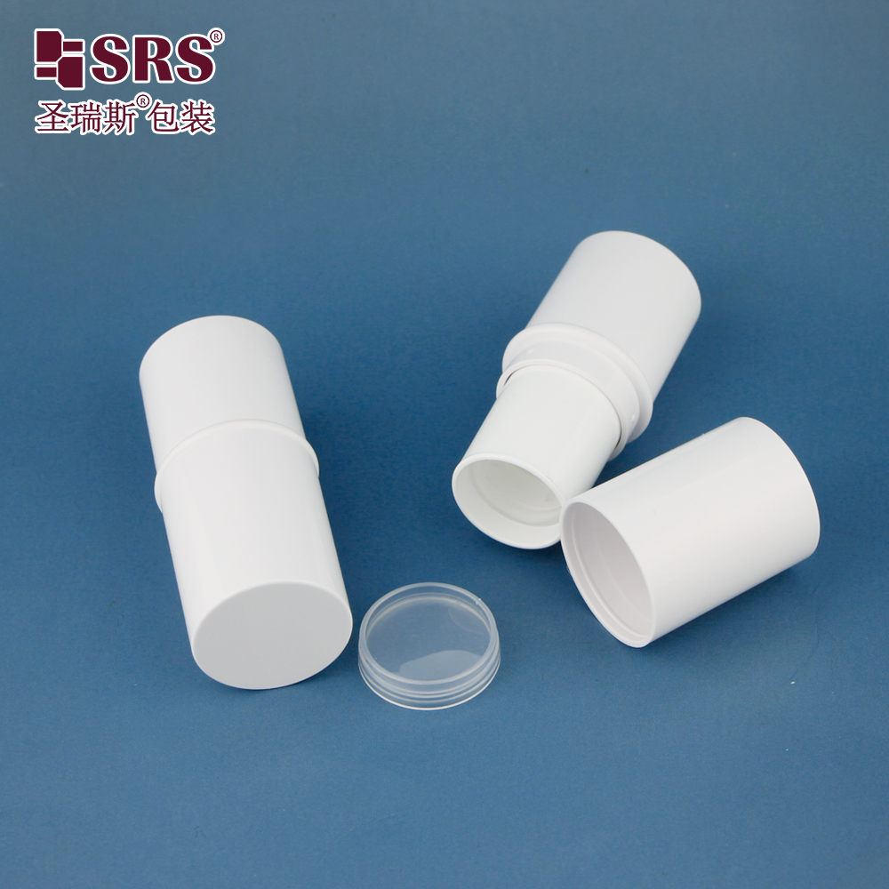 Empty ABS Plastic 6ml Stick Deodorant Container Round Shape Glossy White Twist Up Deodorant Tubes