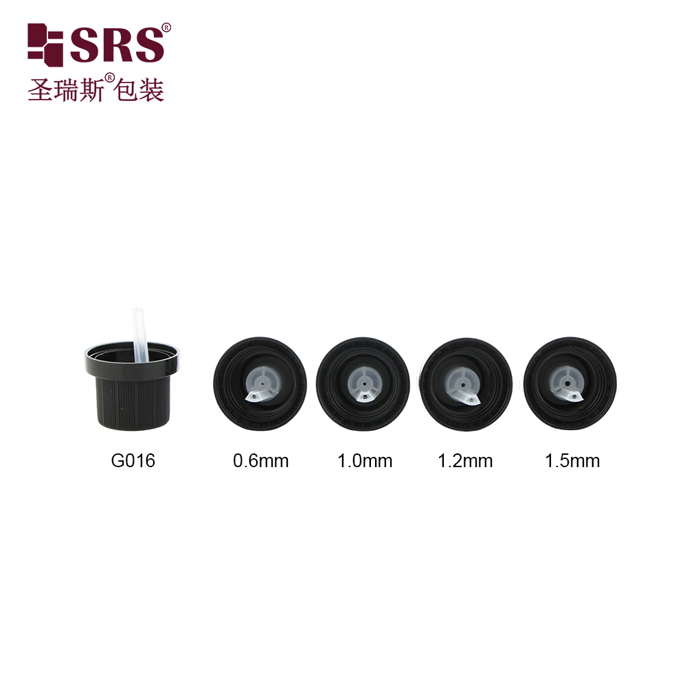 Black Plastic Tamper Evident Screw Lid Caps with Horizontal Orifice Reducer Insert