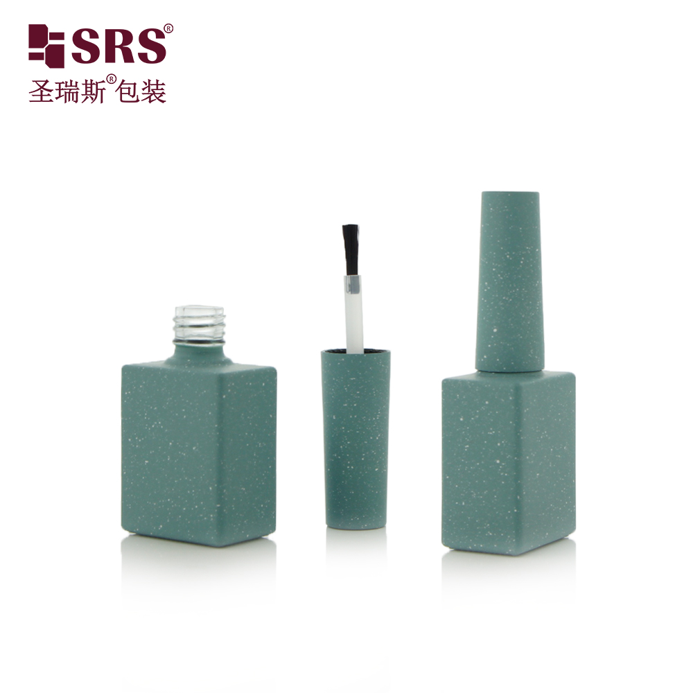 10ml Square Green Wholesale Empty Glass Nail Polish Bottle Portable Small Brush Nail Art Container