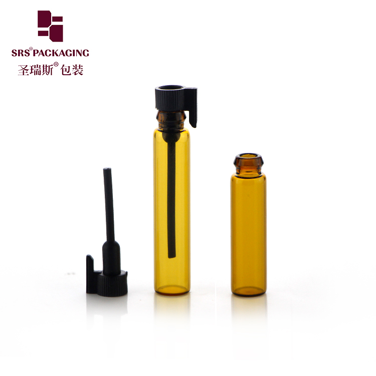 Wholesale 1ml 2ml Mini Test Sample Glass Bottle With Tall Black Cap Sticks Options