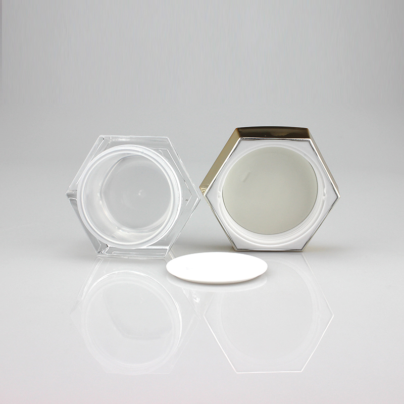 J601 new hexagon shape empty acrylic cream jar