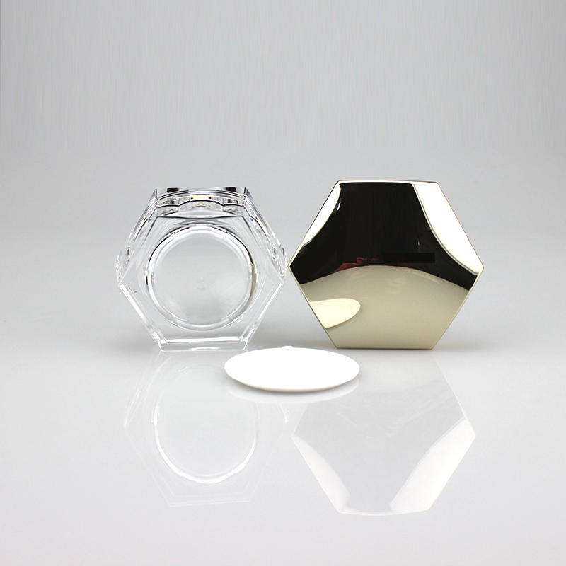 J601 new hexagon shape empty acrylic cream jar