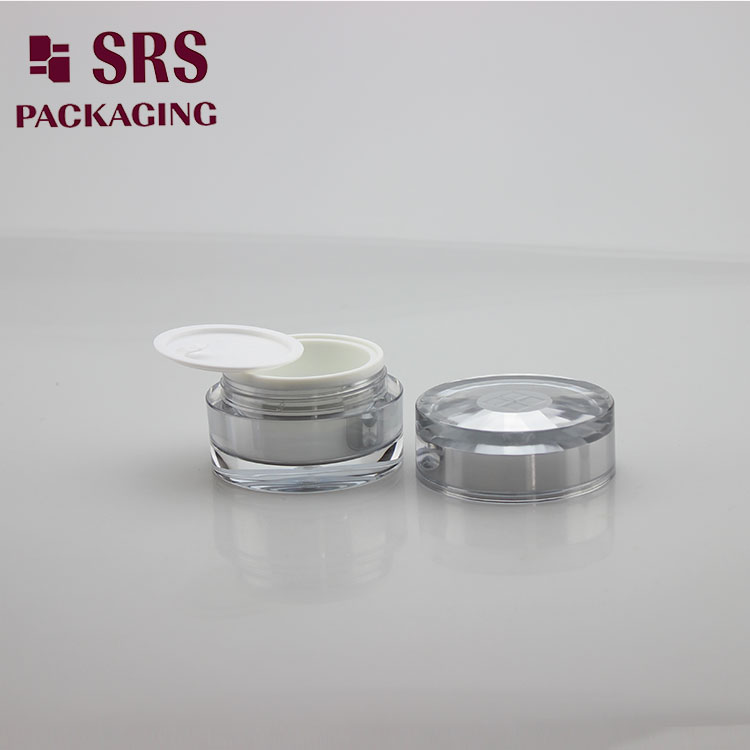 J301 round 15ml 30ml 50ml acrylic cream jar with decorative design cap