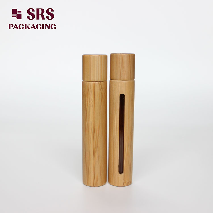 10ml empty bamboo glass roll on bottle with window