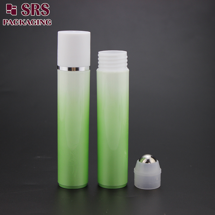 35ml empty cylinder green bottle with roller ball 100pcs