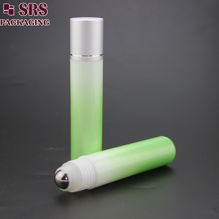 35ml empty cylinder green bottle with roller ball 100pcs