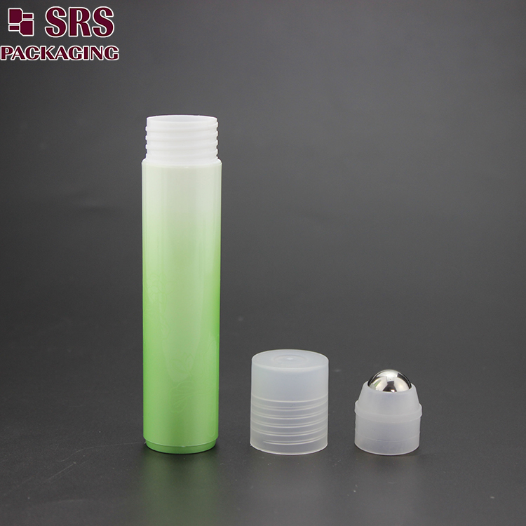 35ml empty cylinder green bottle with roller ball 100pcs