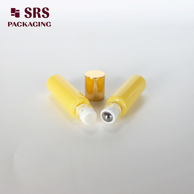 SRS Gold Cap Empty Yellow Roll on Glass Bottle 5ml