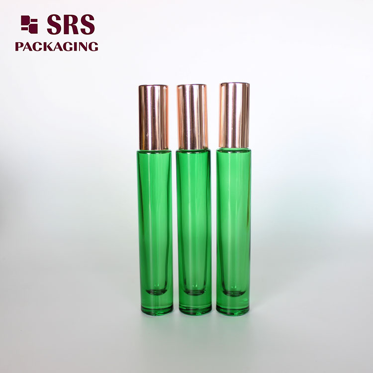 GB1-10ml Painted Clear Green Thick Wall Glass Roller Bottle for Perfume