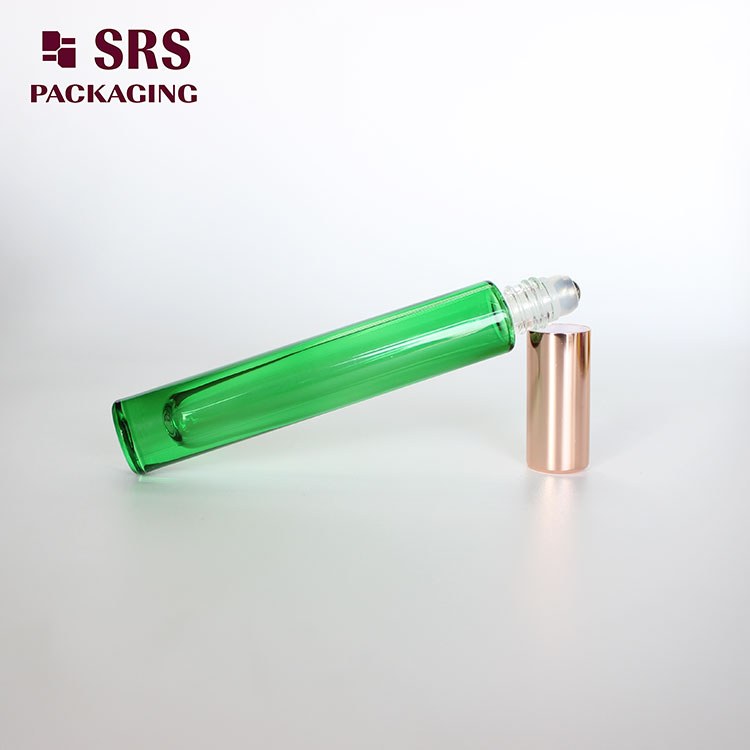 GB1-10ml Painted Clear Green Thick Wall Glass Roller Bottle for Perfume