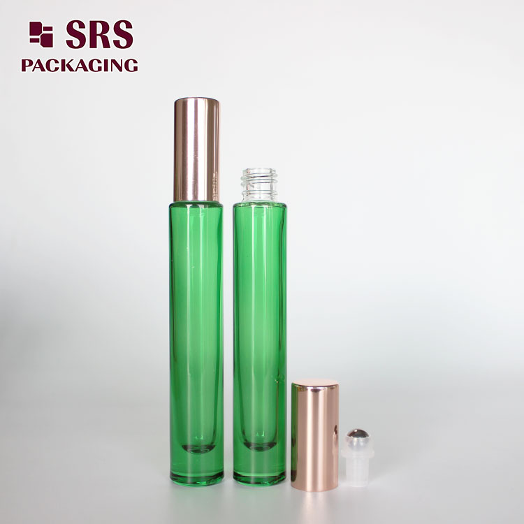 GB1-10ml Painted Clear Green Thick Wall Glass Roller Bottle for Perfume