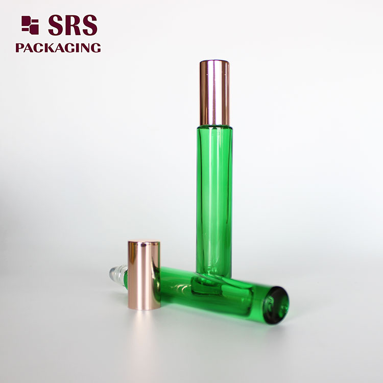 GB1-10ml Painted Clear Green Thick Wall Glass Roller Bottle for Perfume