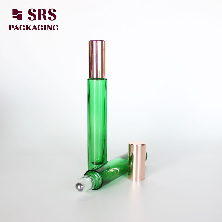 GB1-10ml Painted Clear Green Thick Wall Glass Roller Bottle for Perfume