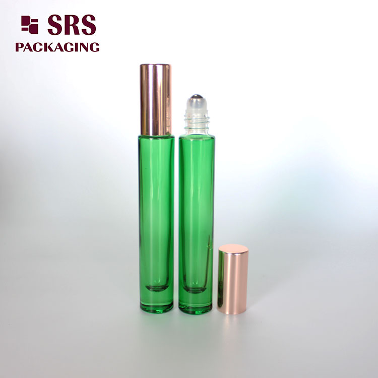 GB1-10ml Painted Clear Green Thick Wall Glass Roller Bottle for Perfume