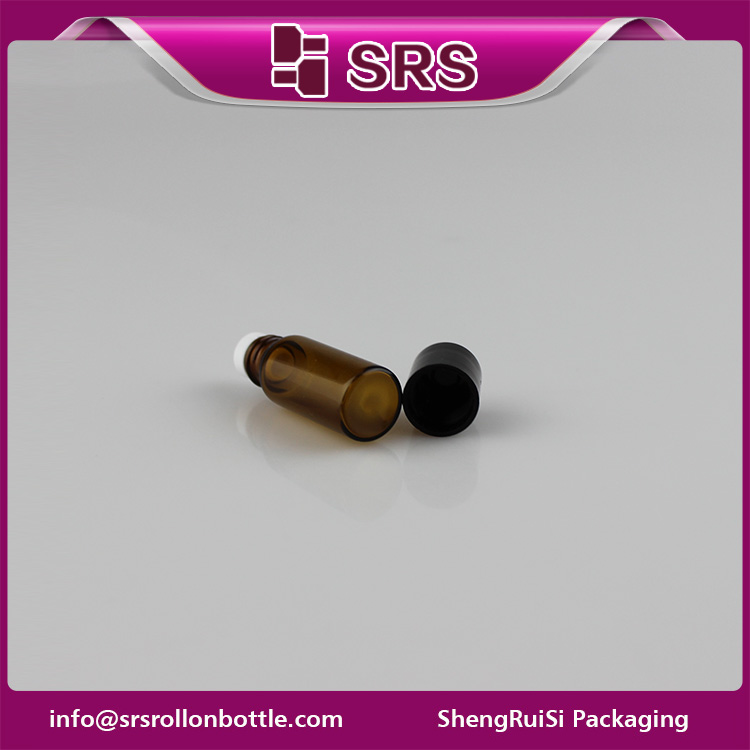 SRS 3ml cosmetic roll on round shape oil glass bottle