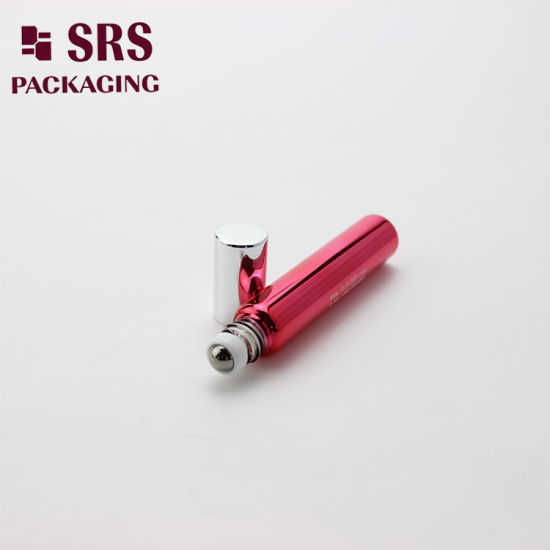 SRS Red Metalized Glass 8ML Roller Ball Argan Oil Bottle