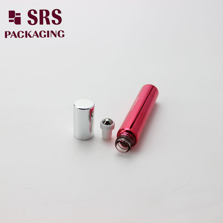 SRS Red Metalized Glass 8ML Roller Ball Argan Oil Bottle