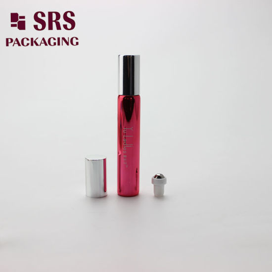 SRS Red Metalized Glass 8ML Roller Ball Argan Oil Bottle