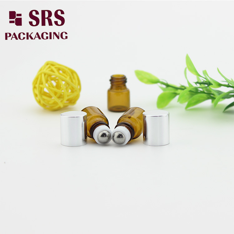 Cosmetic 1ml Amber Perfume Bottle with Glass Roller Ball