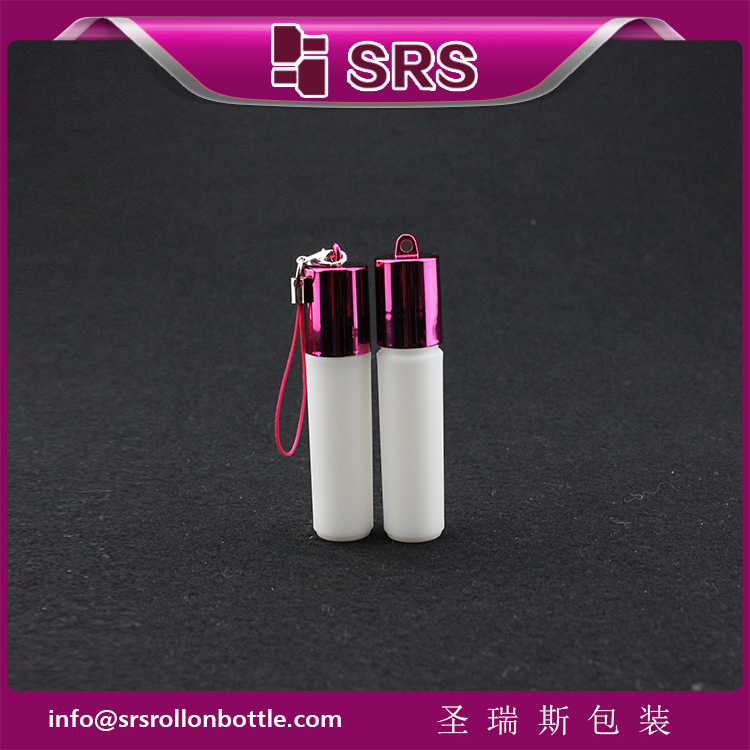 plastic 5ml empty white bottle metalized red hook cap