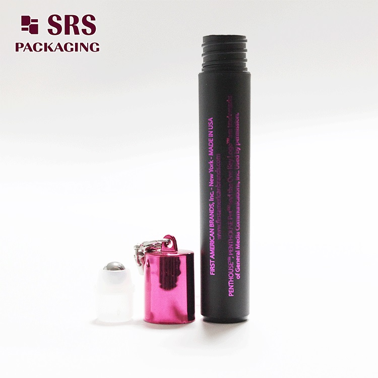 black palstic cosmetic roller bottle 8ml with hook