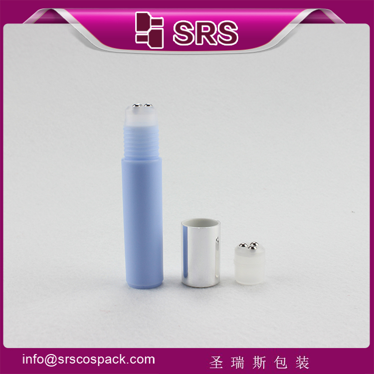 plastic sky blue color 10ml cosmetic plastic roller ball bottles