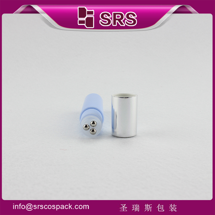 plastic sky blue color 10ml cosmetic plastic roller ball bottles