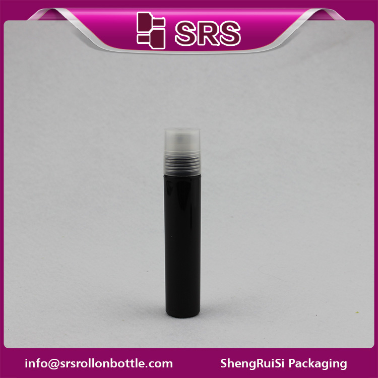 SRS plastic black 20ml cosmetic bottle with three roller balls