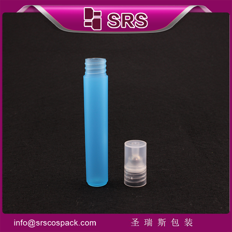 plastic blue refilled cosmetic roll on bottle 8ml