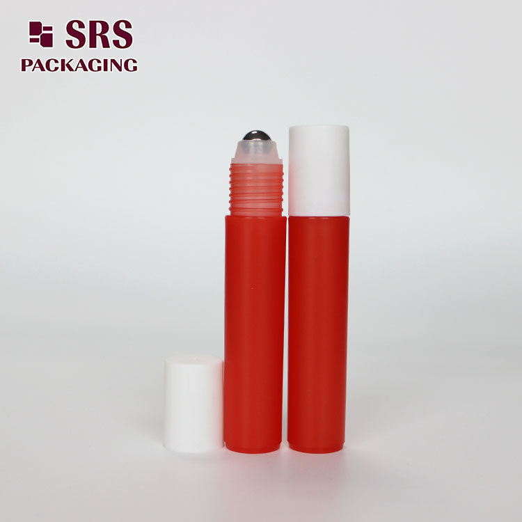 round PP material red 12ml reusable roll on bottle