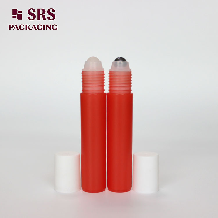 round PP material red 12ml reusable roll on bottle