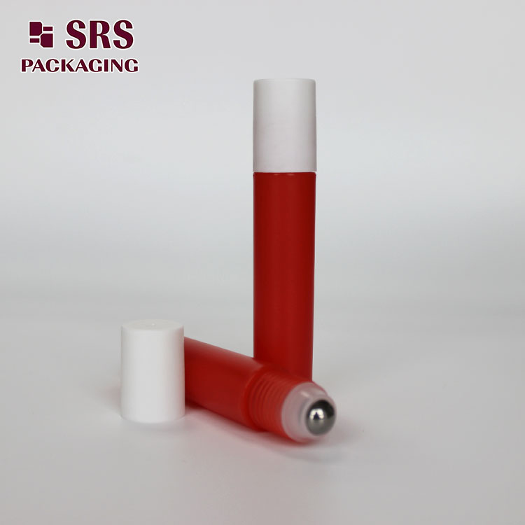 round PP material red 12ml reusable roll on bottle