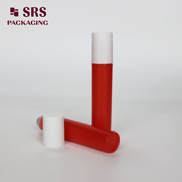 round PP material red 12ml reusable roll on bottle