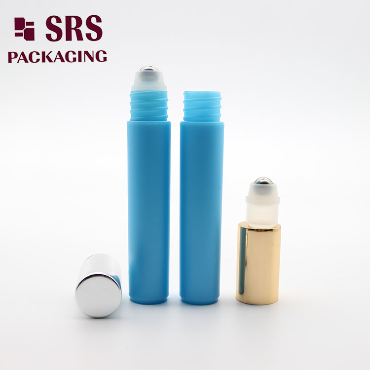 SRS Empty Mini Plastic Blue Color 7ml Roll-on Perfume Bottle