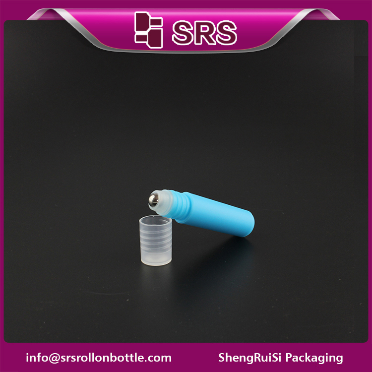 empty Plastic 5ml blue Roller Ball Bottle with PP Lid