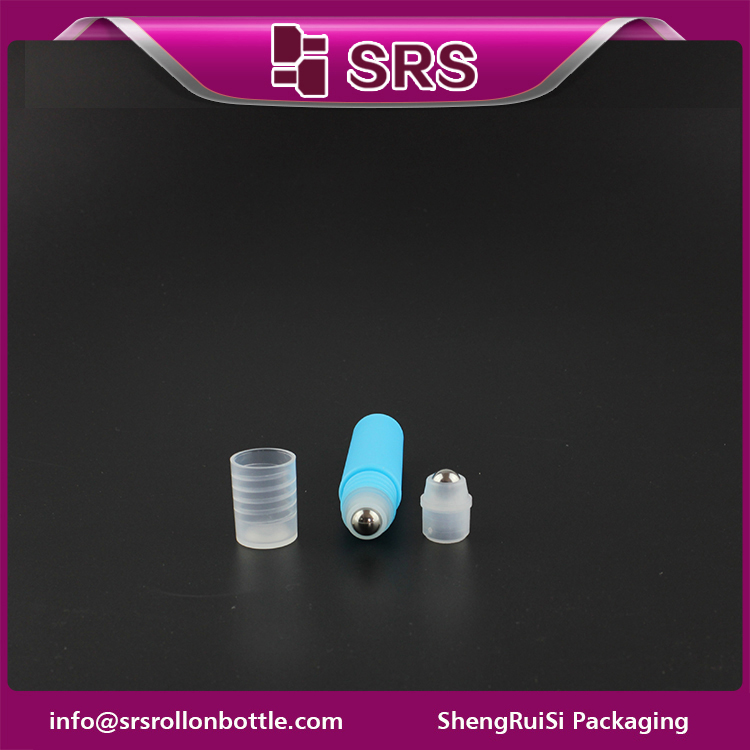 empty Plastic 5ml blue Roller Ball Bottle with PP Lid