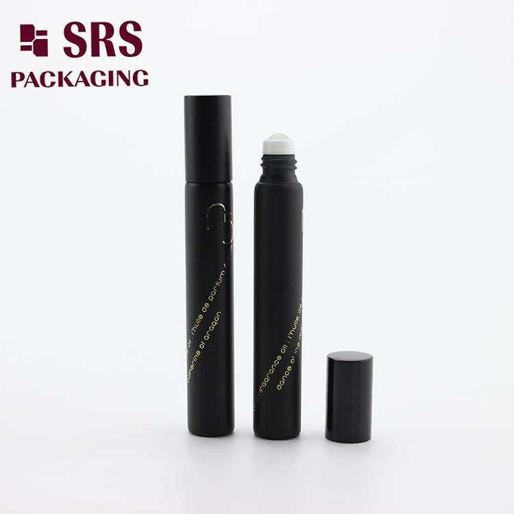 SRS Cosmetic Matt Black Perfume Glass Roll on Bottle 10ml