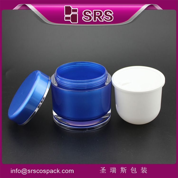 J020 classic blue round plastic hair product jar 200ml