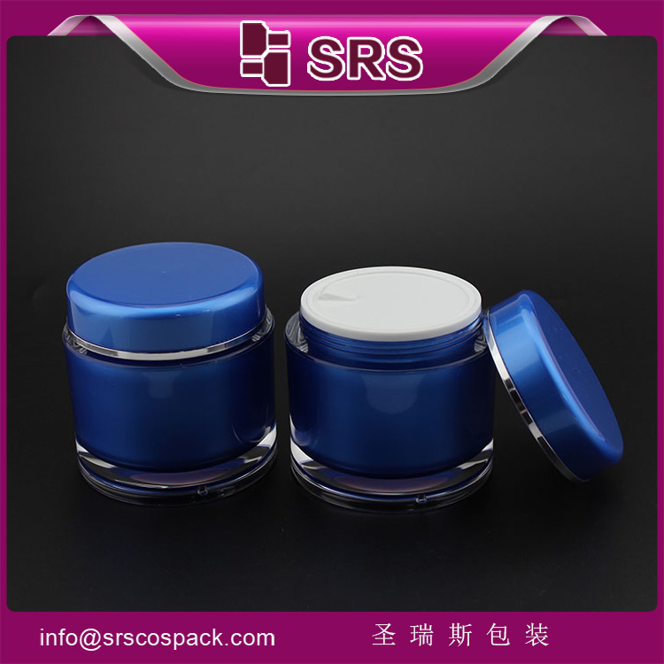 J020 classic blue round plastic hair product jar 200ml