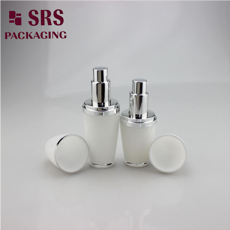 L010 cosmetic ball shape 15ml 30ml acrylic white lotion bottle