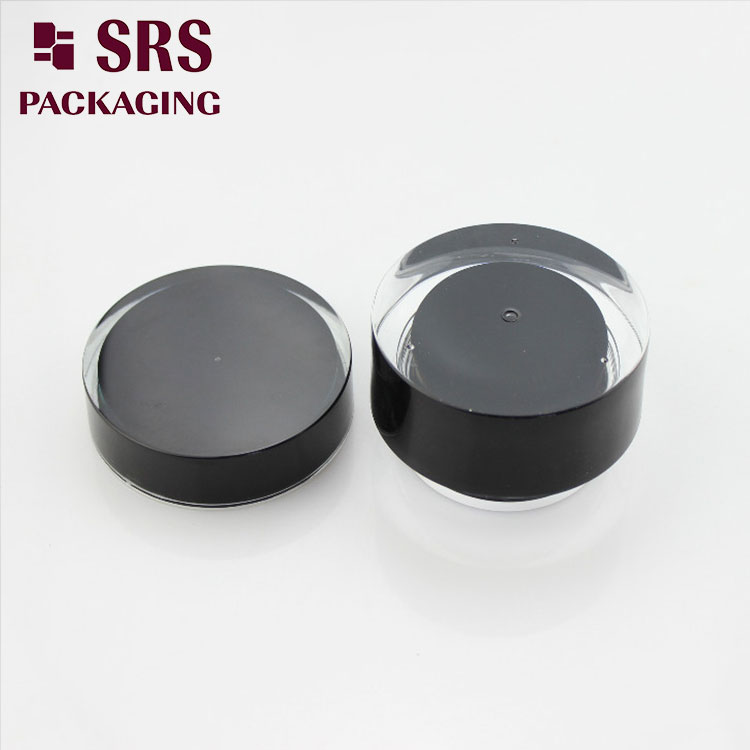 J021 SRS Classical Round Skin Care Cream Gel Black Acrylic Jar