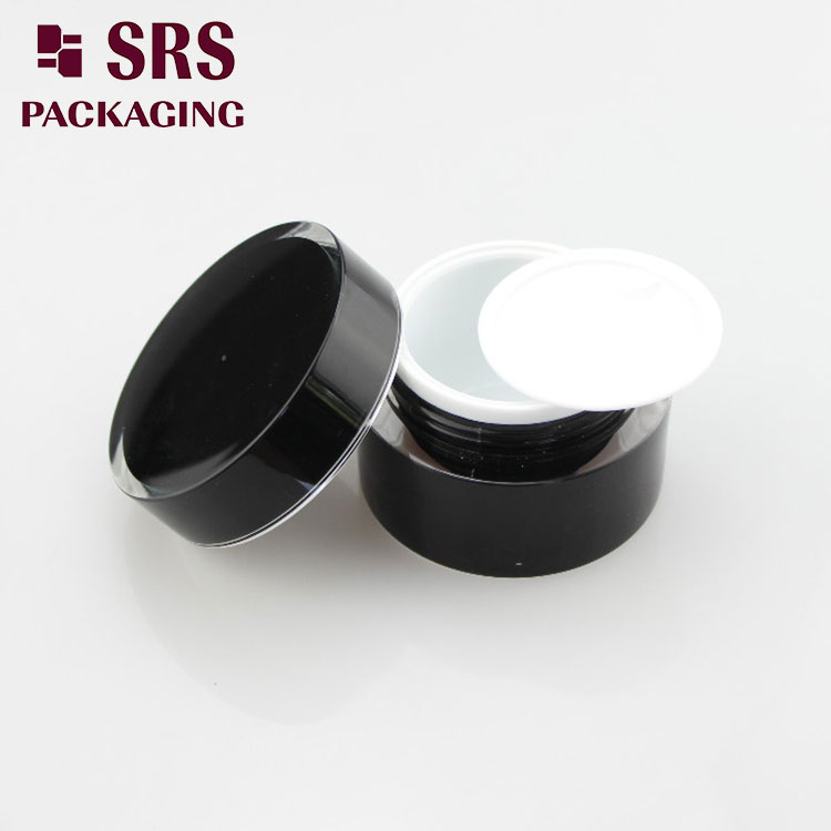 J021 SRS Classical Round Skin Care Cream Gel Black Acrylic Jar