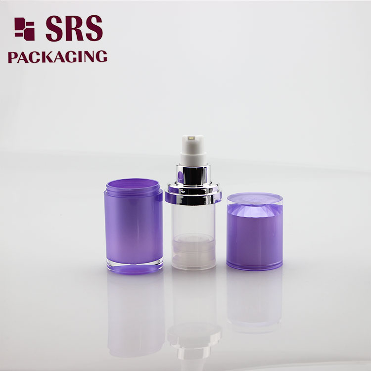 A301 SRS Cosmetic Round Shape Acrylic 15ml purple Airless Bottle