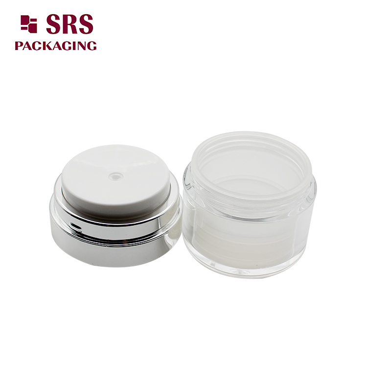 A100 empty acrylic cosmetic round plastic 15ml airless jar