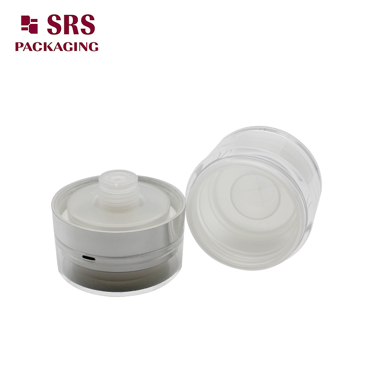 A100 empty acrylic cosmetic round plastic 15ml airless jar