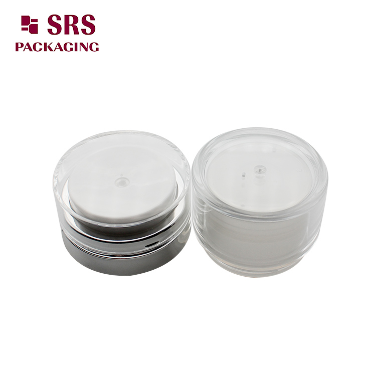 A100 empty acrylic cosmetic round plastic 15ml airless jar