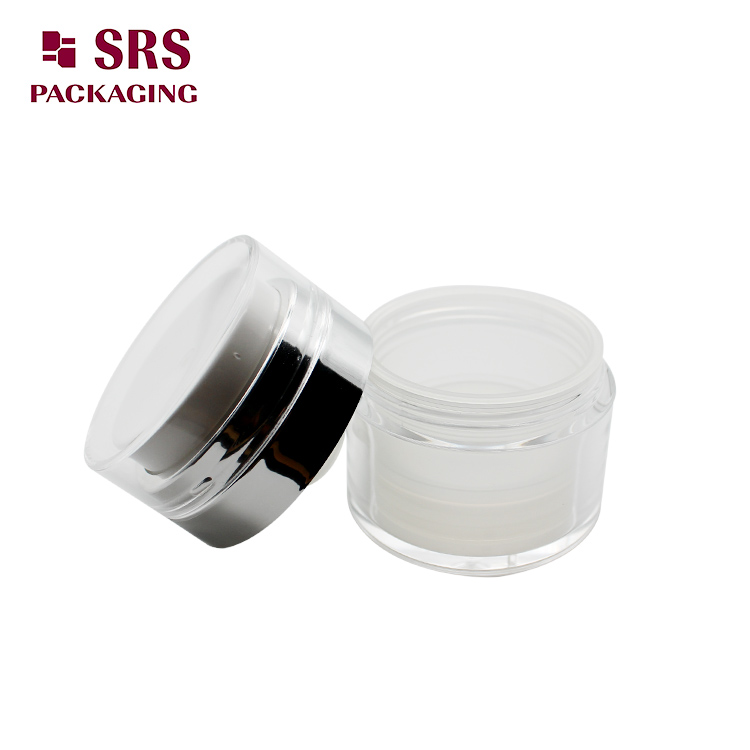 A100 empty acrylic cosmetic round plastic 15ml airless jar