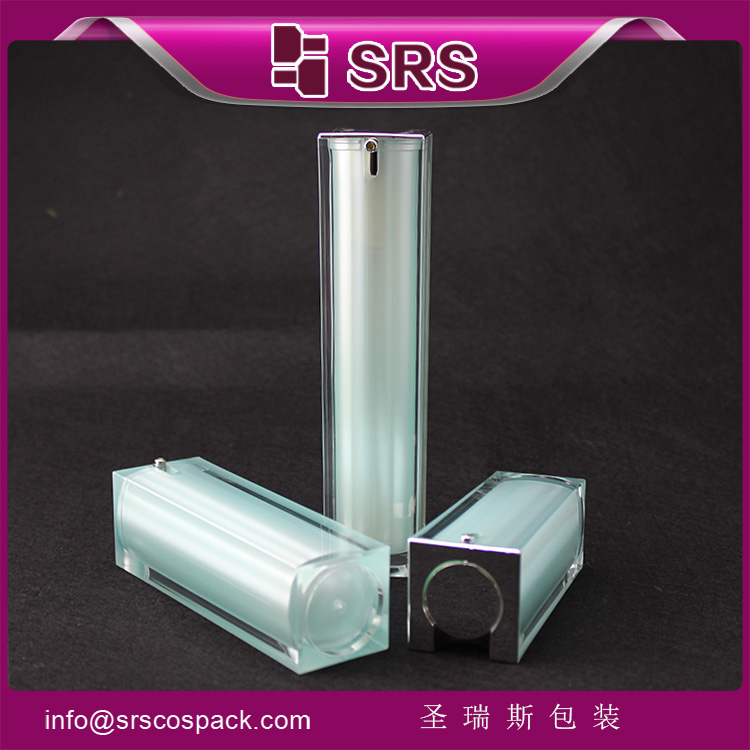 A050 green 15ml 30ml 50ml pump square acrylic airless packaging